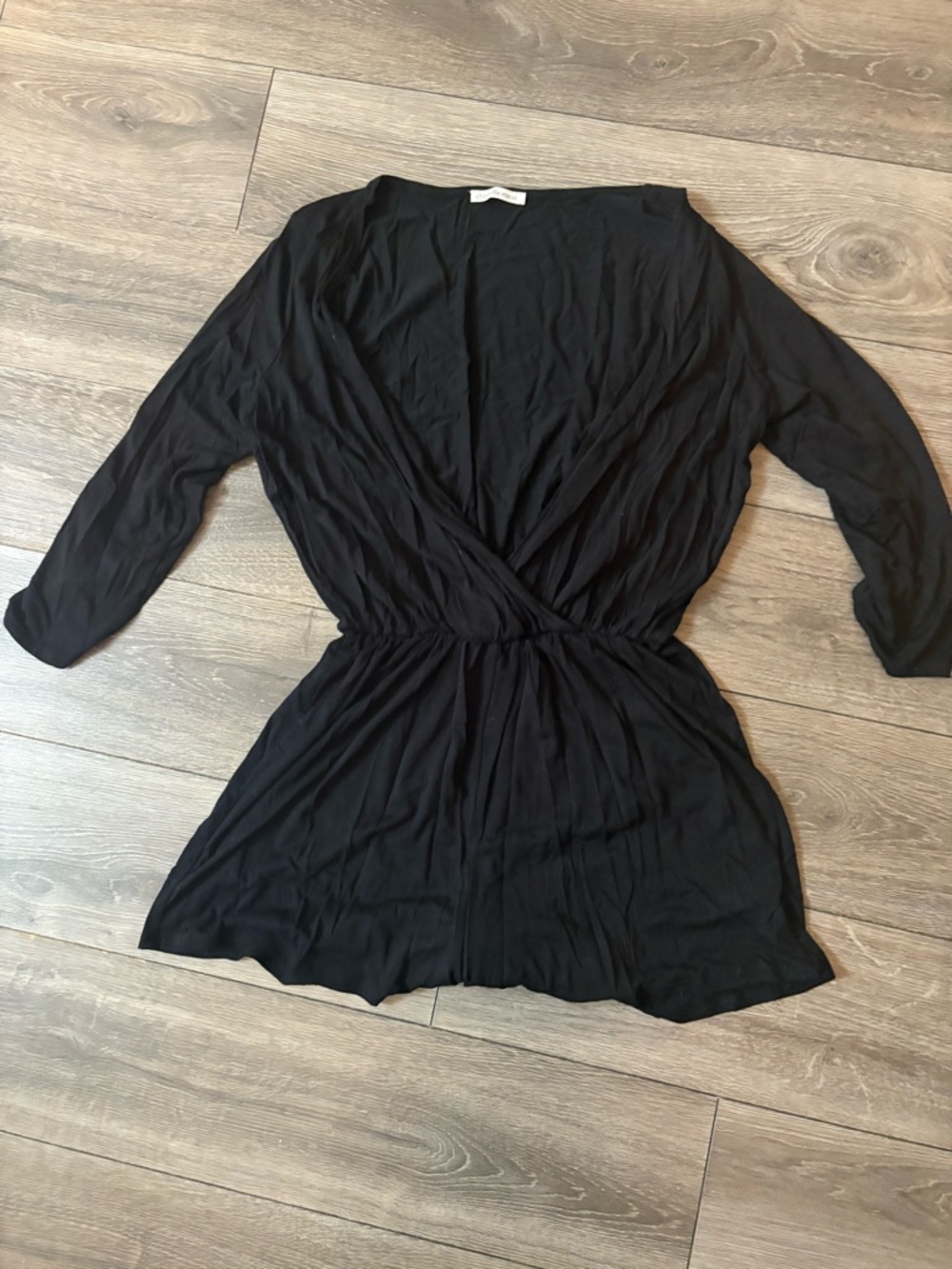 Charlotte Russe Black Long-Sleeve Faux Wrap Romper